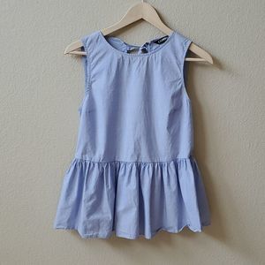 EXPRESS baby blue open tie back peplum top sleeveless summer blouse S